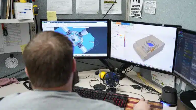image of an Alcast Company engineer providing engineering support for a braking system aluminum casting project