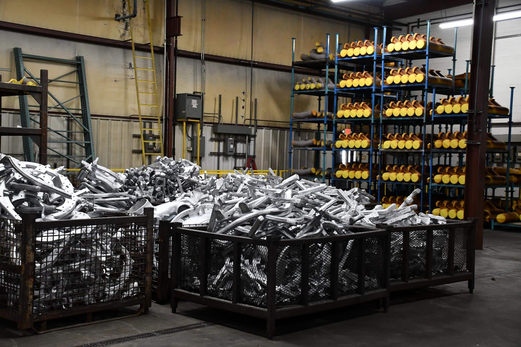 Image of inspected aluminum castings prepared for Illinois manufacturing applications