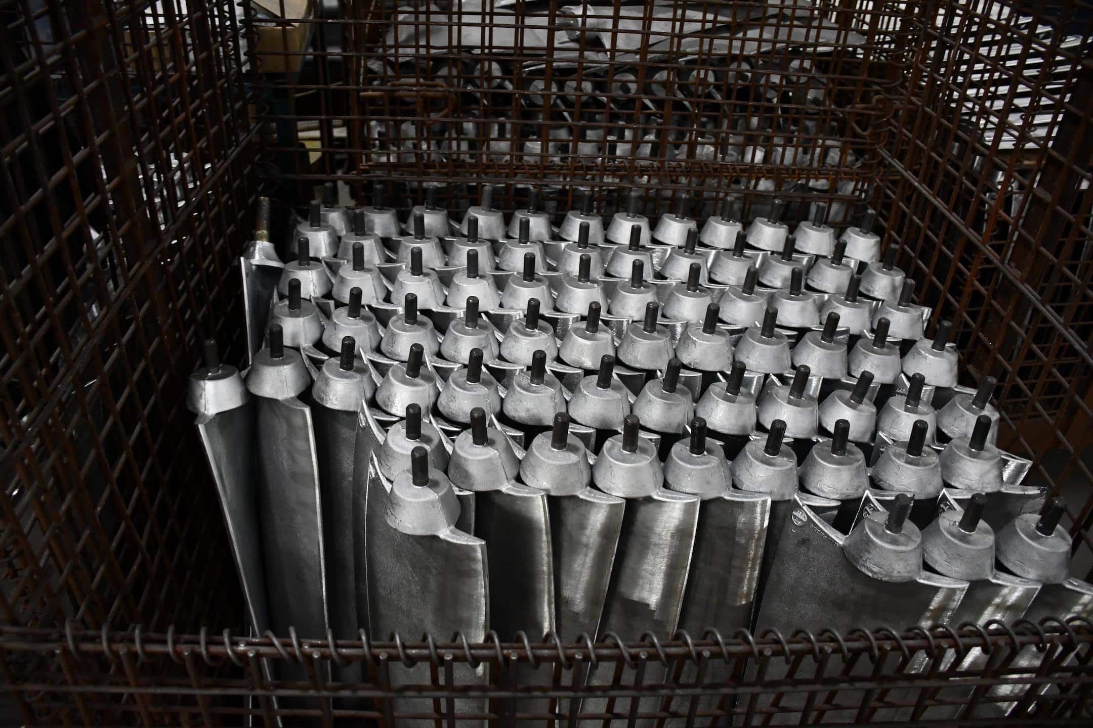 Image of inspected permanent mold aluminum components ready for nationwide delivery